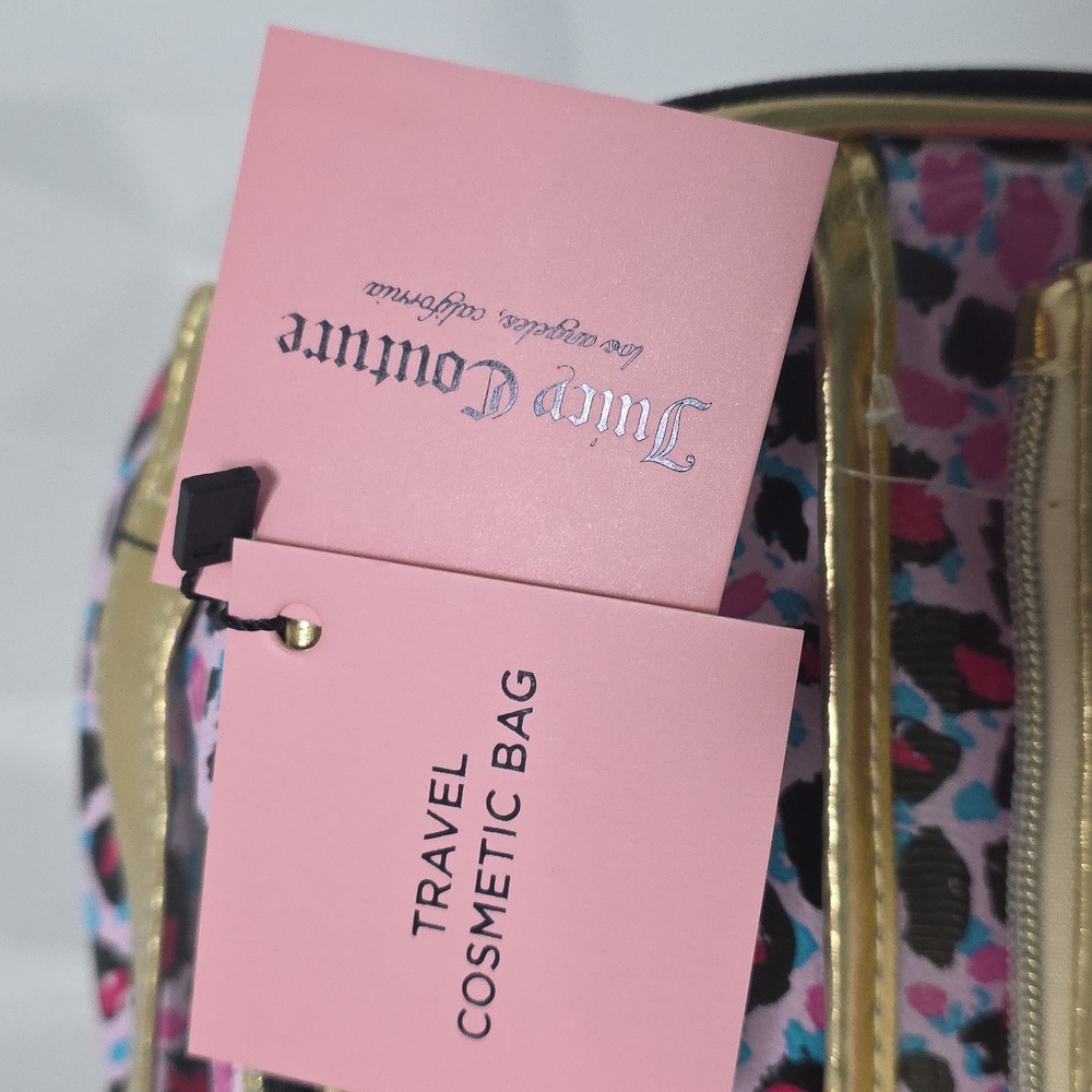 NWT Juicy Couture Pink and Gold Leopard Cosmetic Bag - Picture 6 of 6